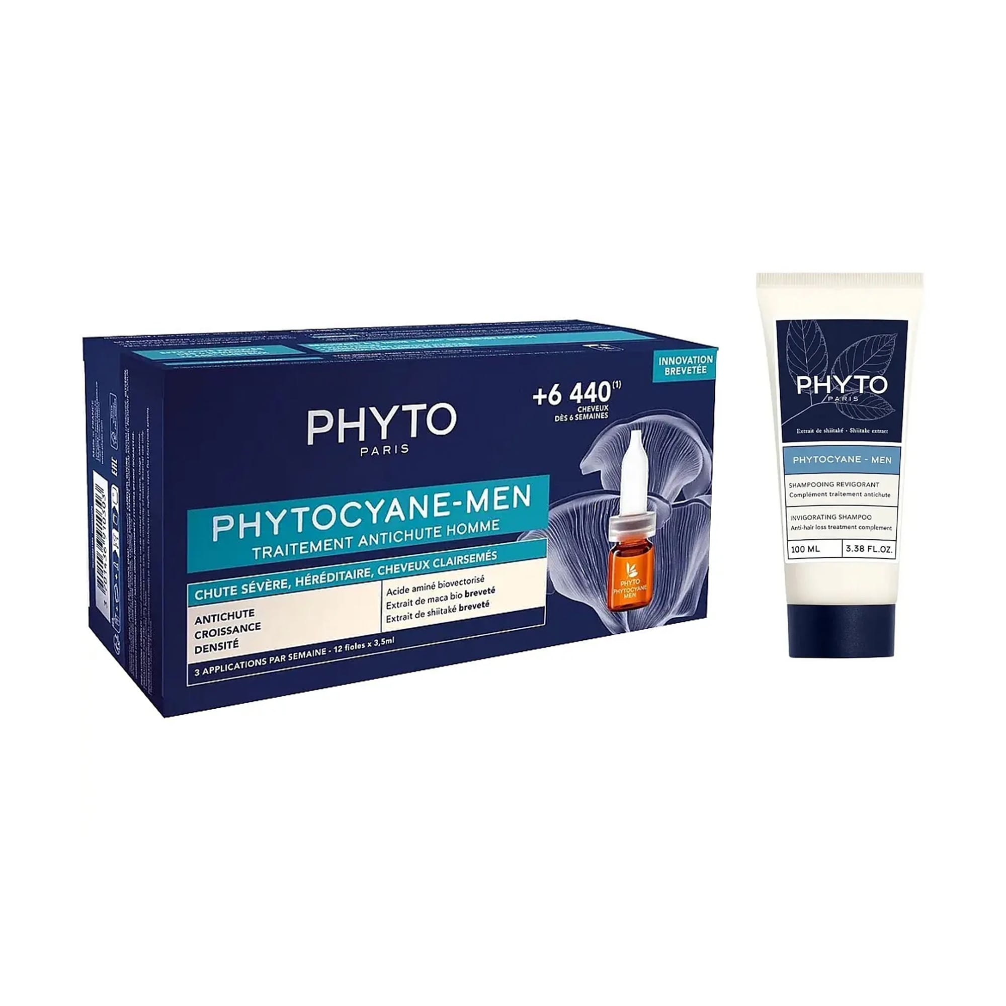 Уцінка! Чоловічий набір для волосся Phyto Phytocyane Men (шампунь, 100 мл + ампули проти випадіння, 12*3.5 мл)